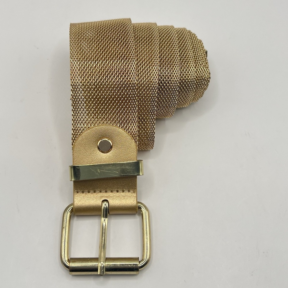Women's Gold Mesh Stretch Belt with Polished Buckle